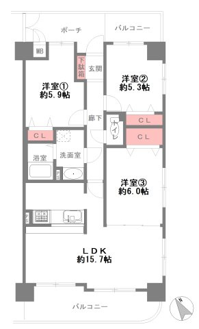 朝日プラザプレール岸里の間取り