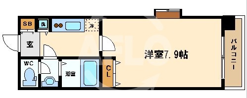 クラウンハイム北心斎橋フラワーコートの間取り|クラウンハイム北心斎橋フラワーコート　角部屋