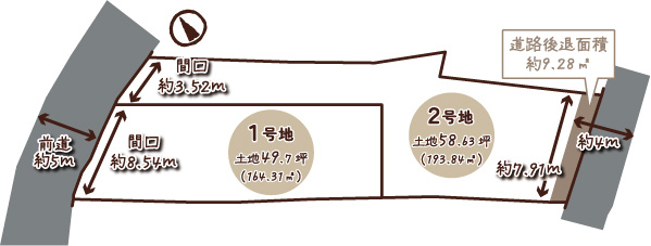 嵐山茶尻町の区画図|２区画の分譲地！