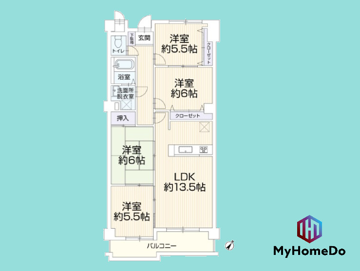カーサ日新篠木の間取り|リビングと洋室をつなげれば、さらに広々♪暮らしに合わせて使える間取りです