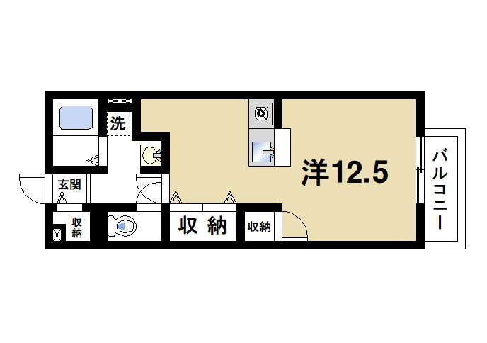 アンシャンテ宮の森Ⅰの間取り|１Kの間取り