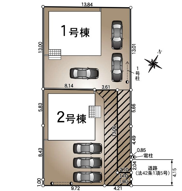新築戸建　富士市森島第16　全2棟　1号棟の区画図|1号棟です。