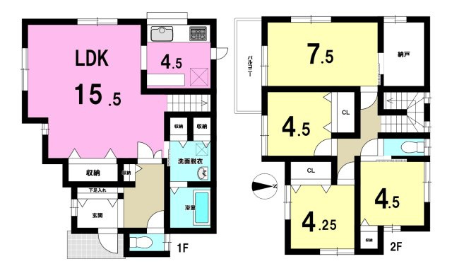 川越市宮元町の中古一戸建の間取り