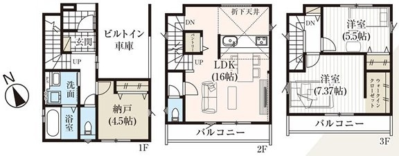 新座市野火止1丁目　土地　武蔵野線　新座の区画図|建物面積/99.36㎡
建物参考価格/1,700万円