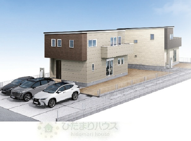 野田市古布内01期　新築戸建　2号棟の外観パース|2026年11月完成予定です(^^)/お気軽にお問い合わせください。
