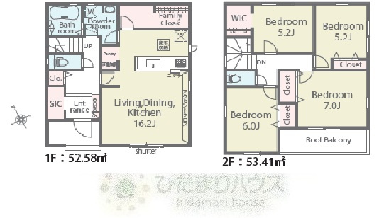 野田市古布内01期　新築戸建　2号棟の間取り|2号棟・4LDK+駐車場スペース2台分