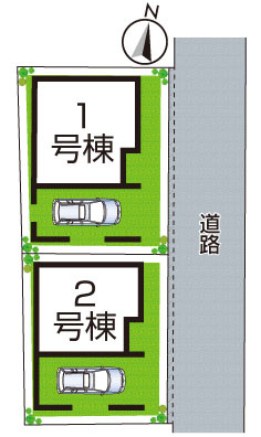 高槻市南松原町　新築一戸建ての区画図|全2区画