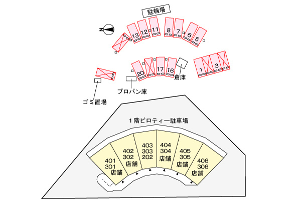 サーベイテックⅡの区画図|駐車場