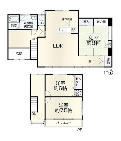【間取り】 | 清水区草薙杉道3丁目　中古戸建 | 使い勝手の良い3LDK♪フラットな生活が可能な一階居室のある間取です！