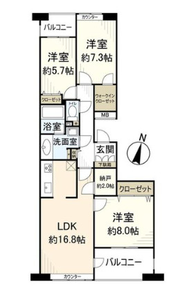 セントラルパークウェストD棟（2階部分）／仲介手数料無料／新規フルリノベーションの間取り