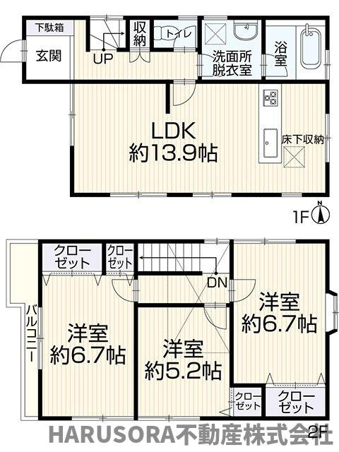 高槻市津之江町3丁目　2階建の間取り