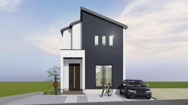 新築　太田市鳥山上町　1号棟の外観パース|1号棟の外観イメージ図です。