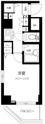 サンテミリオン千鳥町の間取り|角部屋2面採光の1Kバストイレ別！