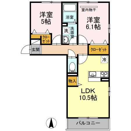 【間取り】 | ＭＡＩＬＥ　B棟