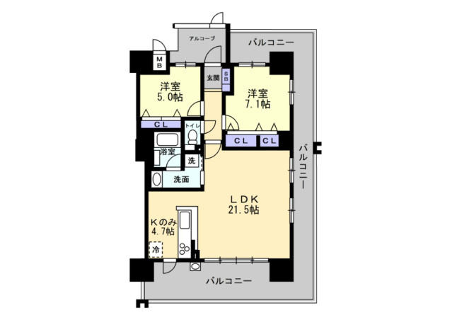 【間取り】 | アルファステイツ西川緑道公園