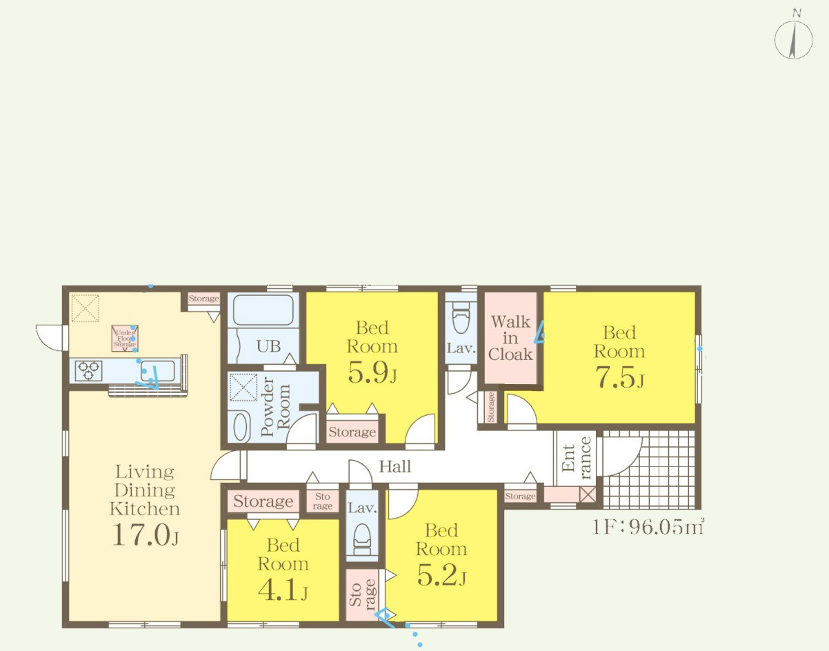 【新築戸建】安中古屋 の間取り|■間取り図（3号棟）｜敷地面積：236.96（約71.68坪）　建物面積：96.05（約29.05坪）