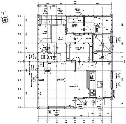 新築戸建・新築建売　大泉町仙石1丁目　南小学校・南中学校の間取り|【1号棟】1階平面図：家族収納としても使えるウォークインクローゼット付き！
