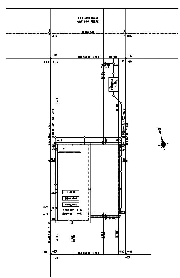 新築戸建・新築建売　大泉町仙石1丁目　南小学校・南中学校の区画図|【1号棟】前面道路：北側幅員6ｍ公道
