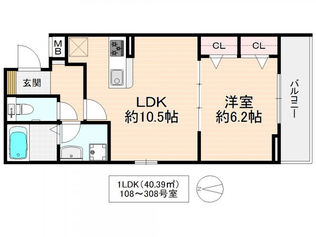 東大阪市稲田本町３丁目のアパートの間取り