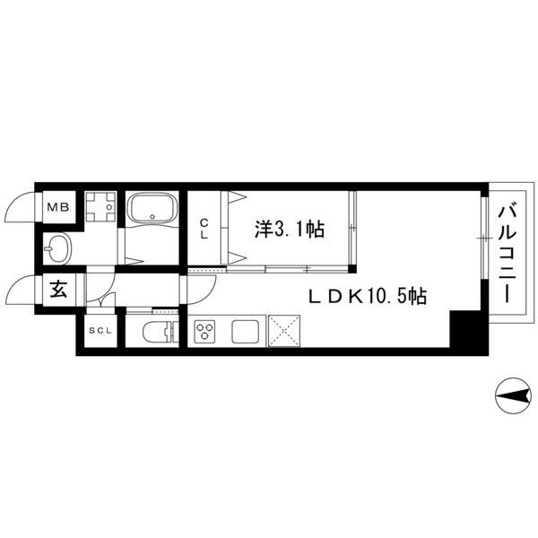 名古屋市中区新栄１丁目の賃貸マンションの間取り
