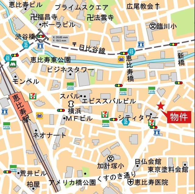 カーサスプレンディッド恵比寿１丁目の地図
