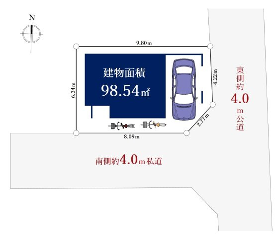 練馬区上石神井1丁目 限定1棟の区画図|南東角地に面した整形地
急行停車駅　西武新宿線「上石神井」駅徒歩6分の好立地に誕生いたします