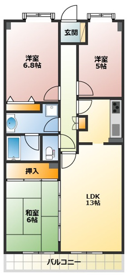 【間取り】 | リーヴェルグランデ横浜戸塚 | 使いやすい３ＬＤＫの間取り！