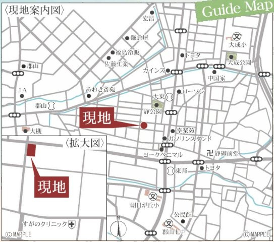 新築戸建・新築建売　郡山市静西1丁目　大成小・第七中の地図