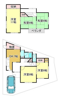 【間取り】 | 滋賀里③貸家　H邸