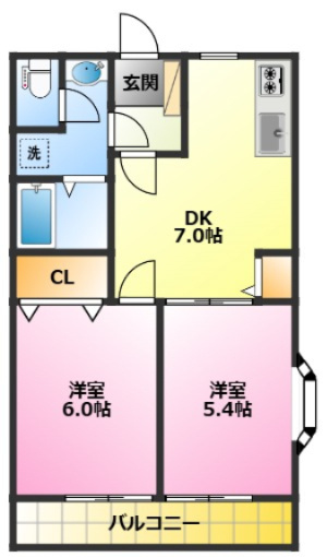 グレイスコート幸の間取り|南向き、角部屋、2面採光で陽当たり良好♪