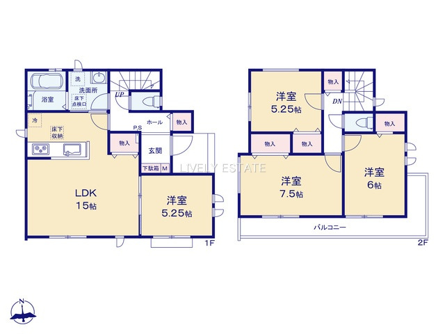 草加市苗塚町 新築分譲住宅 全2棟 A号棟の間取り