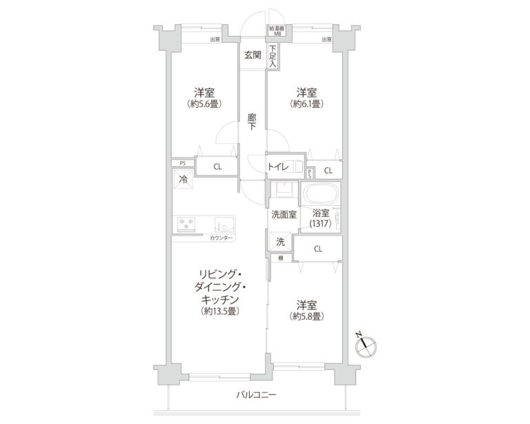 アイディーコート西船橋（2階部分）／仲介手数料無料／新規フルリノベーションの間取り