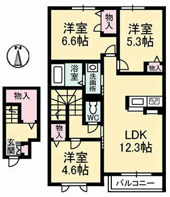 【間取り】 | グランドール津高　壱番館