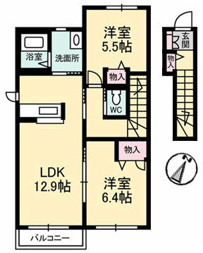【間取り】 | コーポ　カノン　Ａ棟
