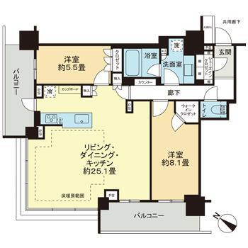 Brillia Tower西新の間取り