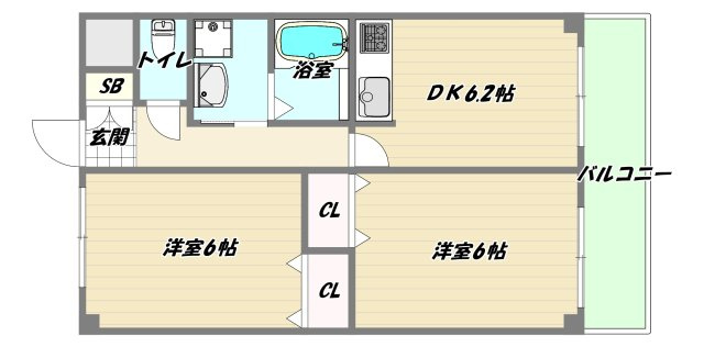 大阪市東淀川区小松２丁目の賃貸マンションの間取り