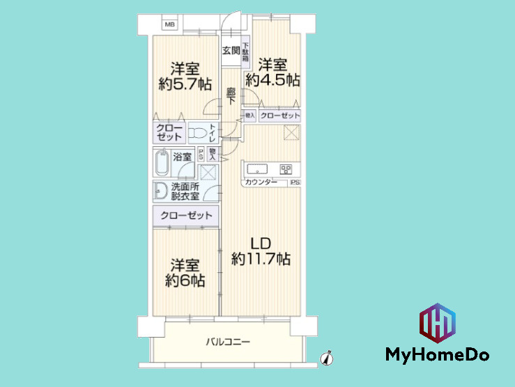 藤和シティコープ春日井駅前の間取り|生活動線を意識した使いやすい間取りです。各部屋の配置をご確認ください