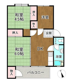【間取り】 | 多摩川住宅ハ棟 | 専有面積41.7平米、3DKタイプのお部屋です。