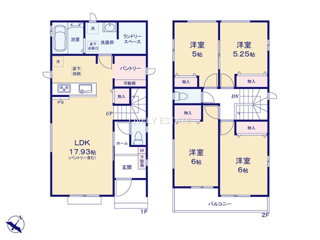 草加市苗塚町 新築分譲住宅 全2棟 B号棟の間取り