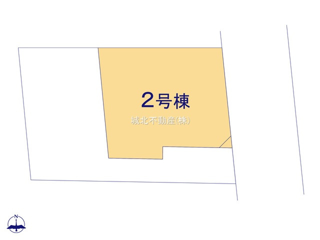 杉並区上井草2丁目 全2棟2号棟の区画図|土地面積/86.22㎡建物面積105.61㎡の2LDK+Sの新築戸建。
伸びやかな東側5.46ｍ公道に面する全2棟1号棟