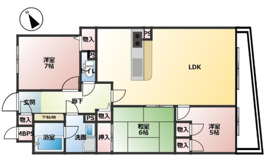 ライオンズマンション東加古川　4階の間取り|3LDKです。