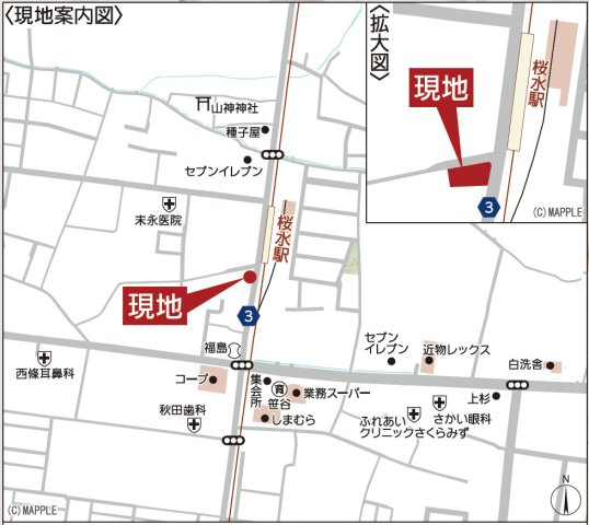 【地図】 | Cradle garden　笹谷第9　3号棟 | ★内覧予約でブランド米2kg★