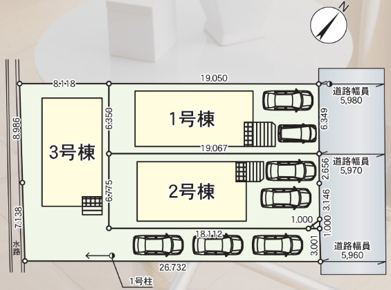 CRADLE GARDEN　小倉北区井堀第1の区画図|1号棟です。
