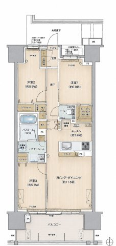 【間取り】 | プレミスト昭島モリパークグラン | 約14.9帖の広々したLDKです！バルコニーの向きは南向きです！！