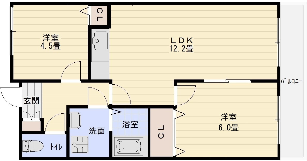 アメニティハイツの間取り|アメニティハイツ　間取り　2LDK