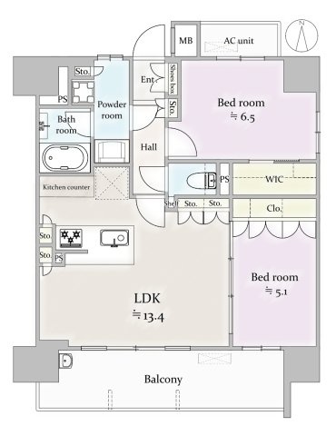 名古屋市中区大須２丁目の賃貸マンションの間取り