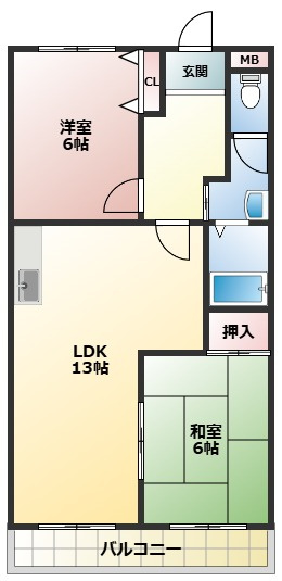 メゾン池場　の間取り|2LDKの間取りです