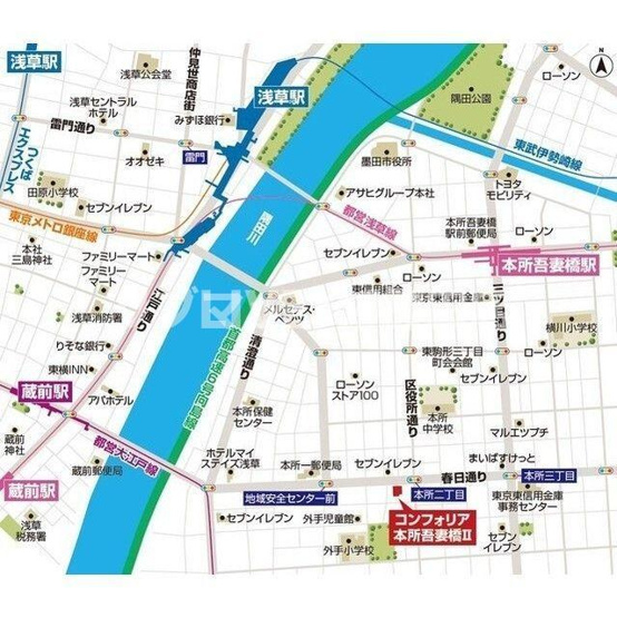 【地図】コンフォリア本所吾妻橋Ⅱ