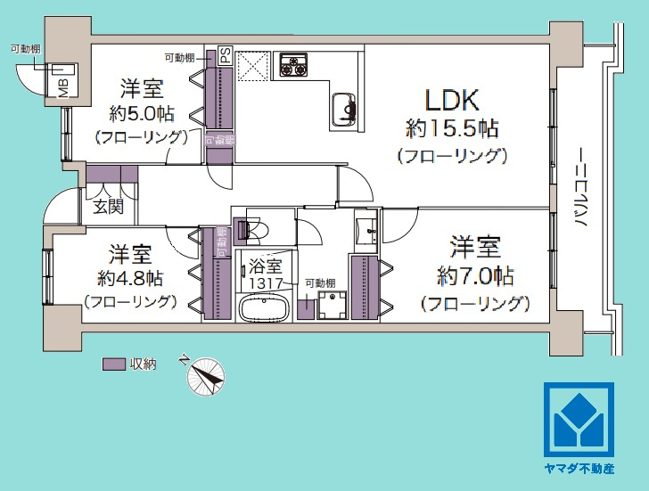 武庫川はなのまち30号棟の間取り