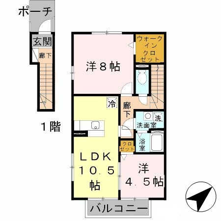 加古郡播磨町上野添３丁目のハイツの間取り